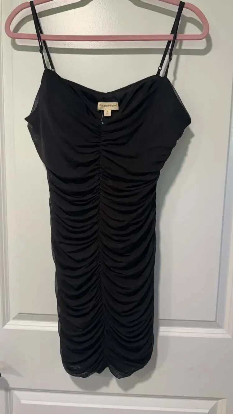 Ruched Mesh Bodycon Mini Dress Black Party Club Date Night NWT Medium